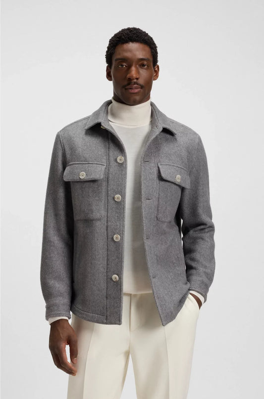RELAXED-FIT OVERSHIRT IN HERRINGBONE FABRIC