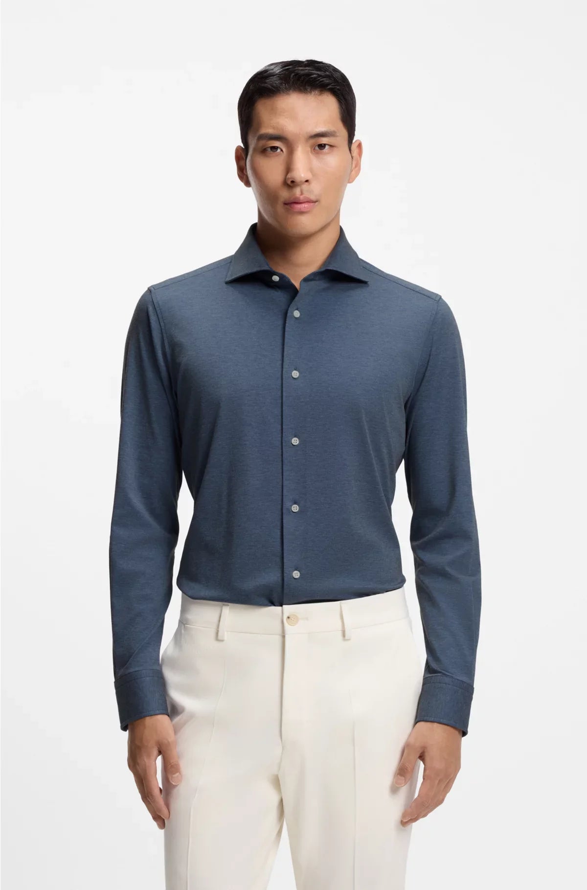 SLIM-FIT SHIRT IN AN ITALIAN-MADE COTTON BLEND