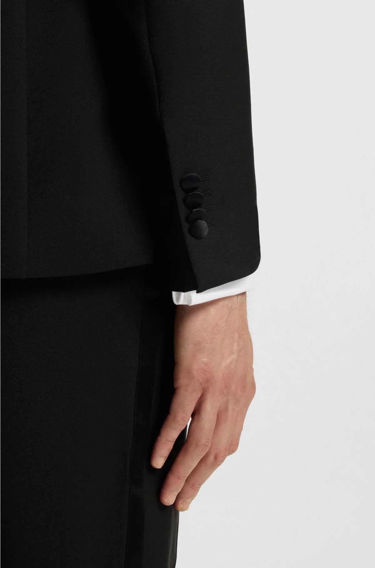 TWO-PIECE TUXEDO SUIT IN AN ITALIAN WOOL BLEND