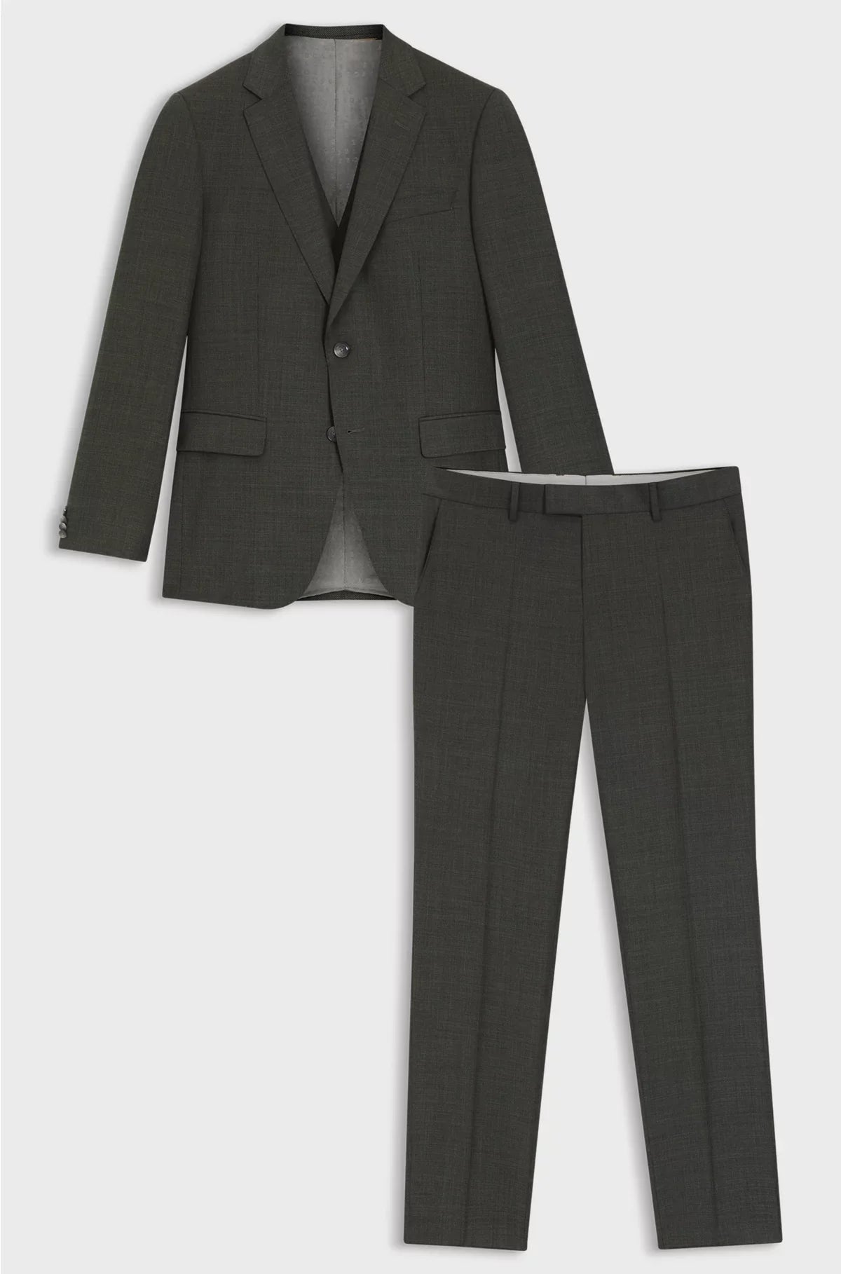 THREE-PIECE SLIM-FIT SUIT IN PATTERNED STRETCH WOOL