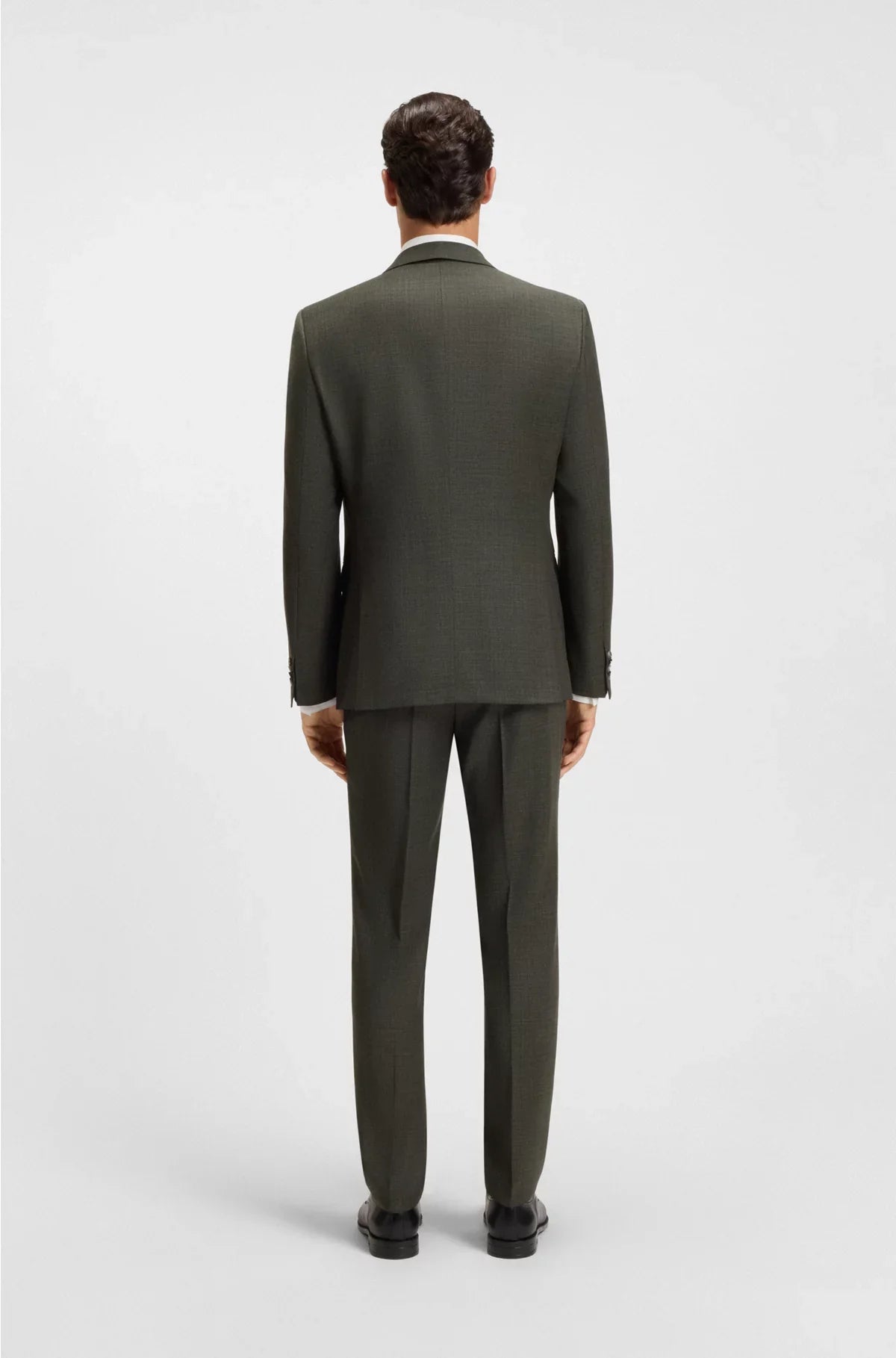 THREE-PIECE SLIM-FIT SUIT IN PATTERNED STRETCH WOOL