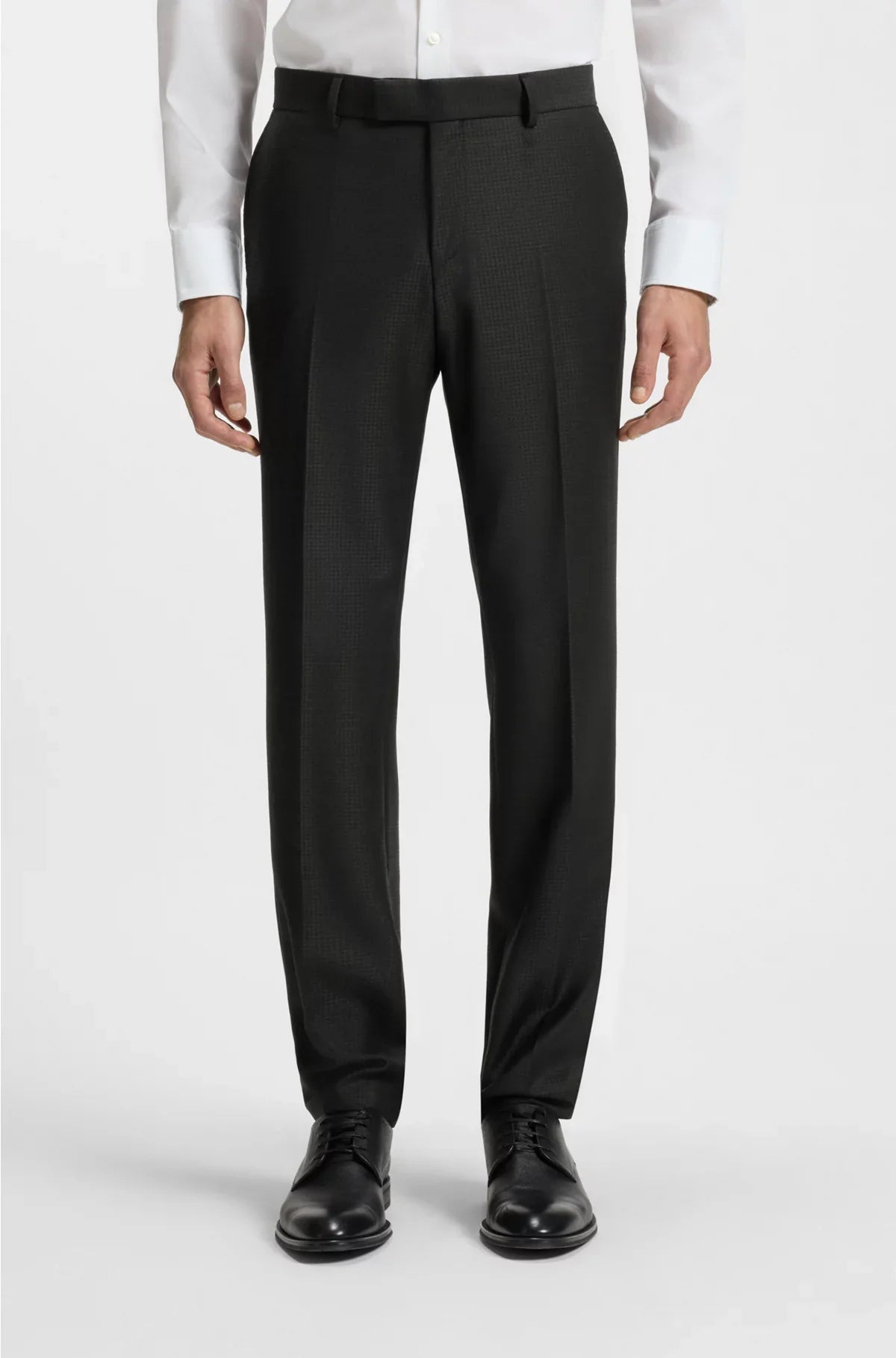 THREE-PIECE SLIM-FIT SUIT IN PATTERNED VIRGIN WOOL