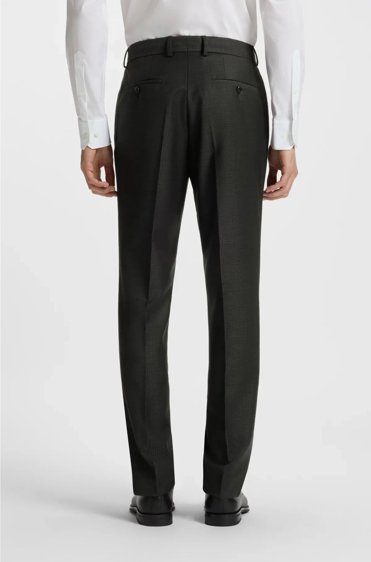 THREE-PIECE SLIM-FIT SUIT IN PATTERNED VIRGIN WOOL