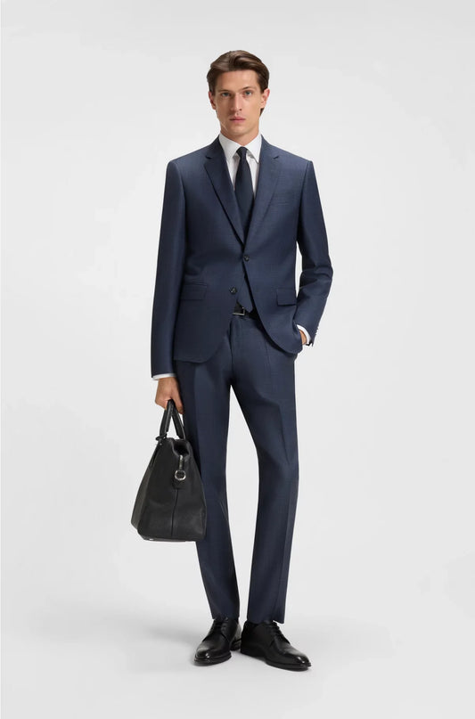 TWO-PIECE SLIM-FIT SUIT IN CHECKED VIRGIN WOOL