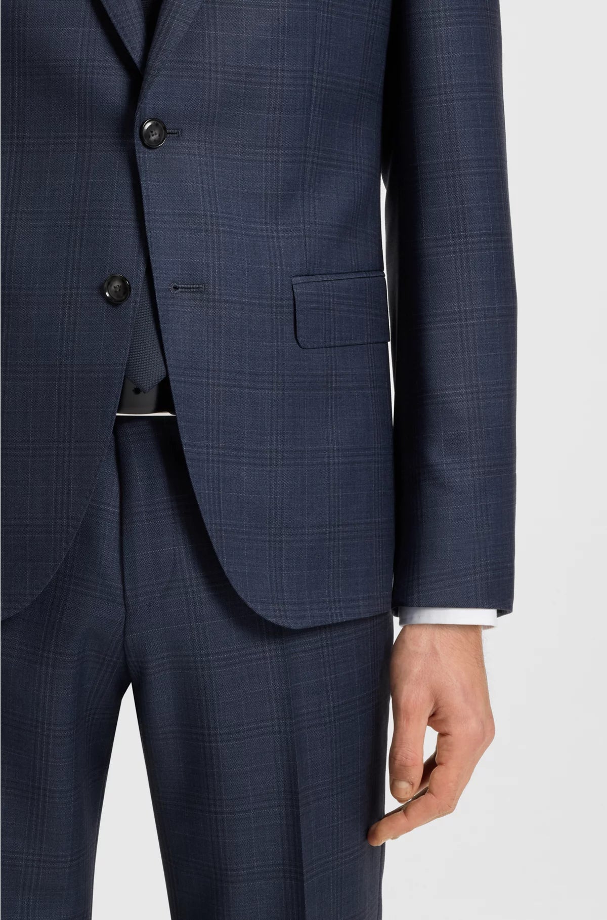 TWO-PIECE SLIM-FIT SUIT IN CHECKED VIRGIN WOOL