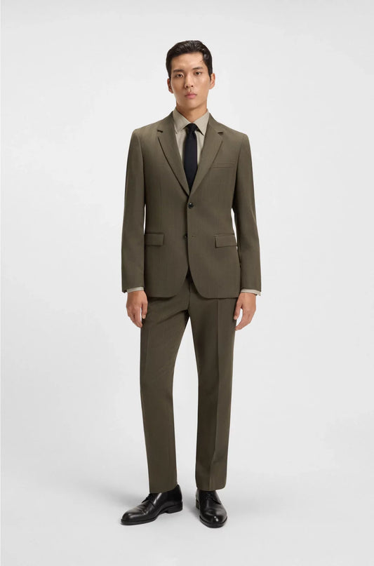 TWO-PIECE SLIM-FIT SUIT IN A HERRINGBONE WOOL BLEND