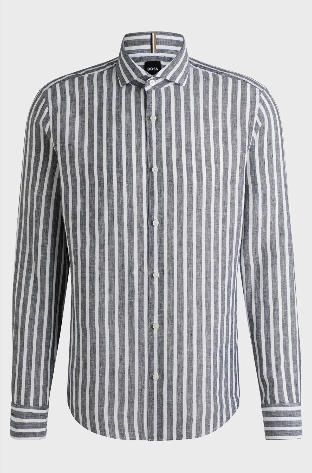 REGULAR-FIT SHIRT IN STRIPED LINEN CHAMBRAY