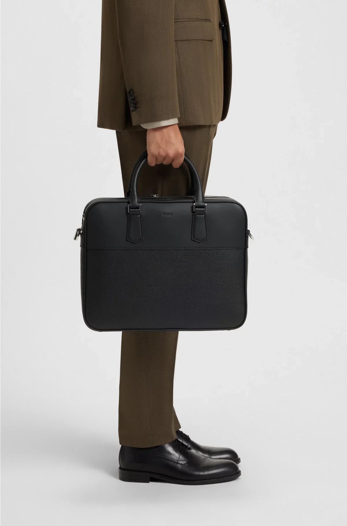 LEATHER DOCUMENT CASE WITH PLAIN AND GRAINED FINISHES