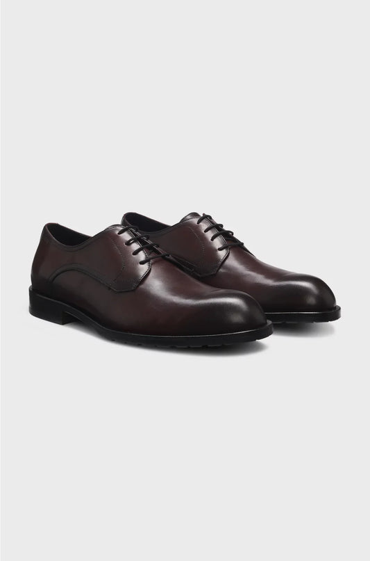 LEATHER DERBY SHOES WITH EMBOSSED LOGO