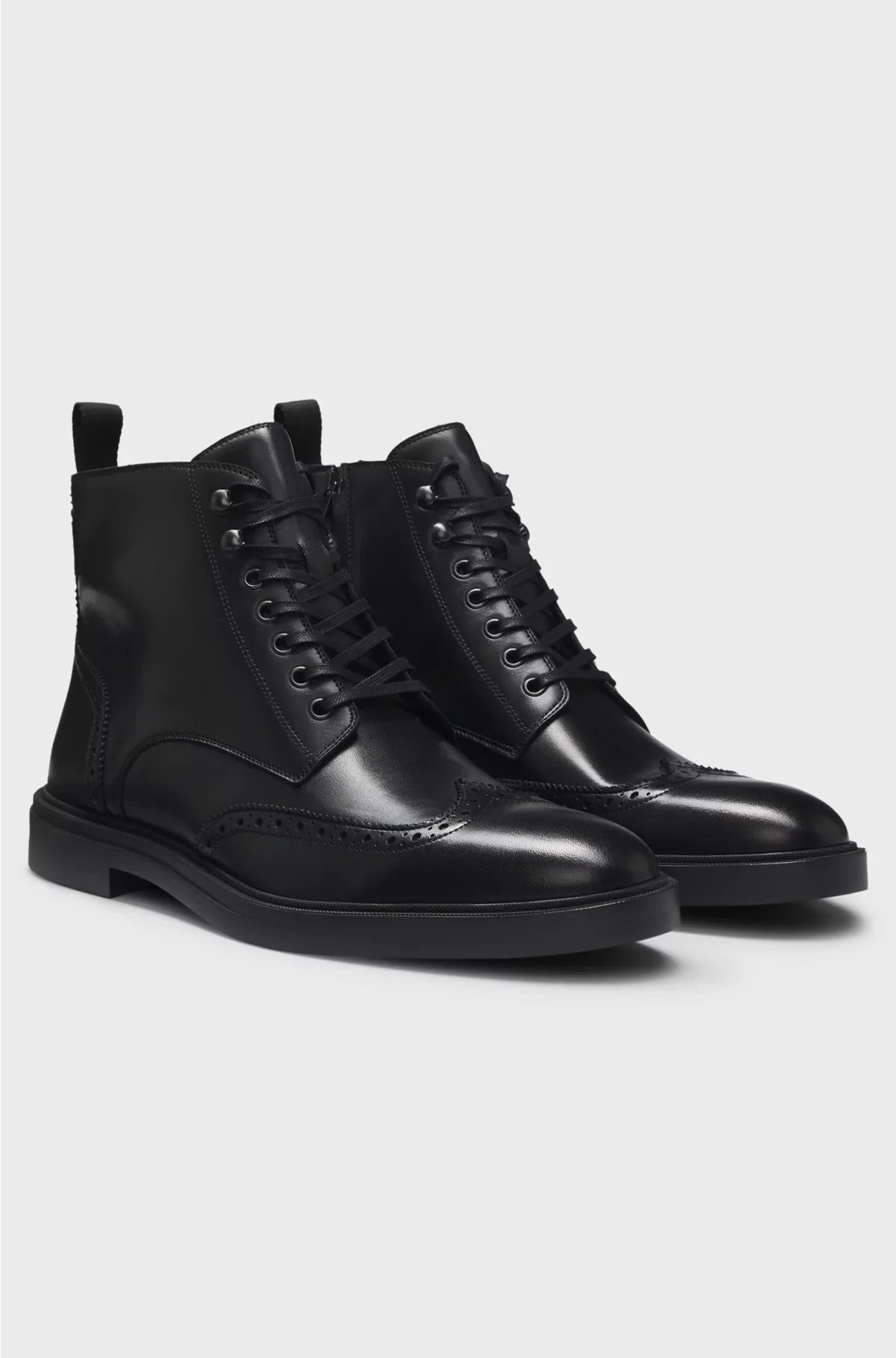 LEATHER HALF BOOTS WITH BROGUE DETAILS