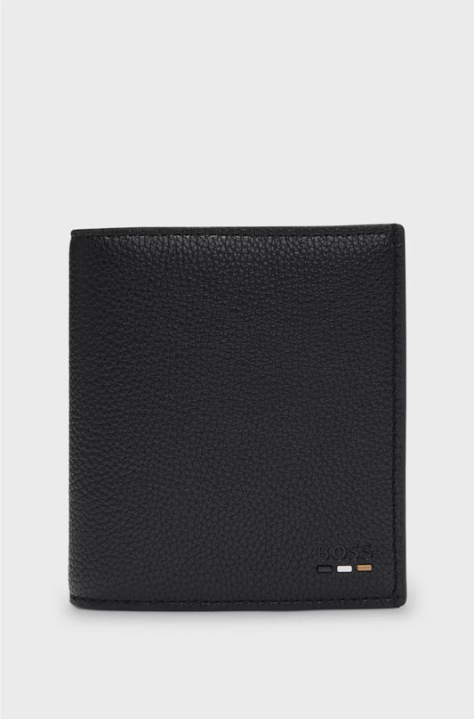 TRIFOLD CARD HOLDER IN GRAINED FAUX LEATHER
