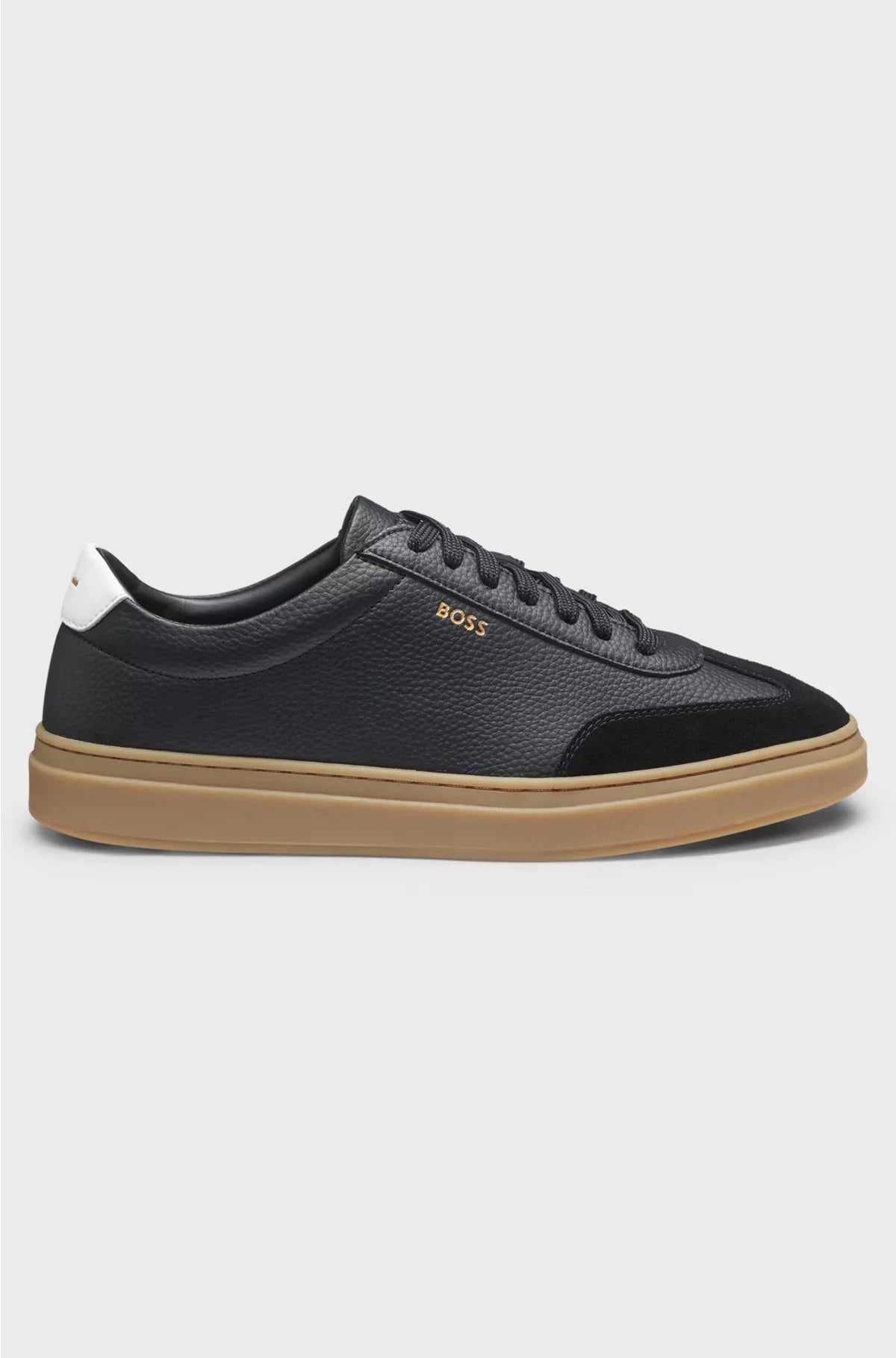 GRAINED-LEATHER TRAINERS WITH CONTRAST BACKTAB