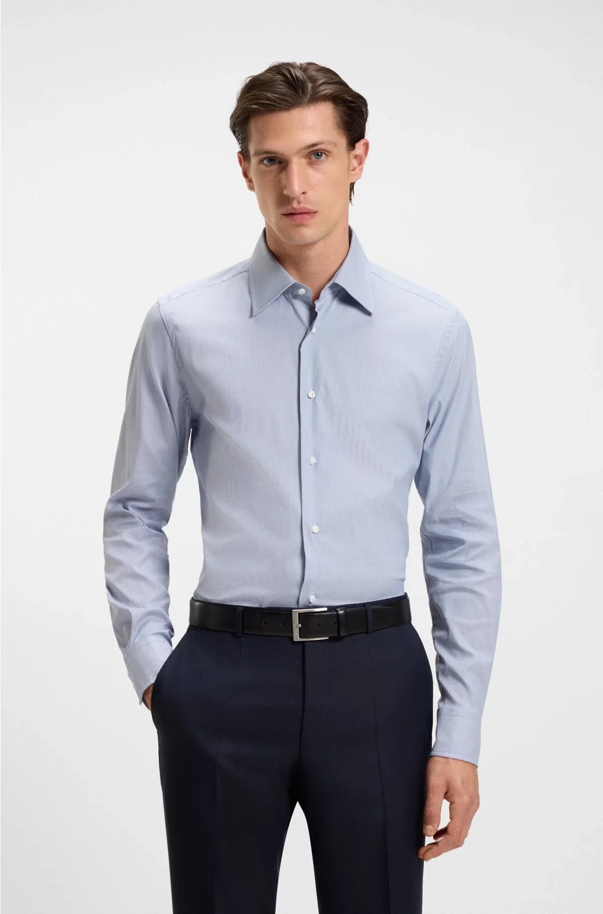 SLIM-FIT SHIRT IN AN ITALIAN-MADE COTTON BLEND