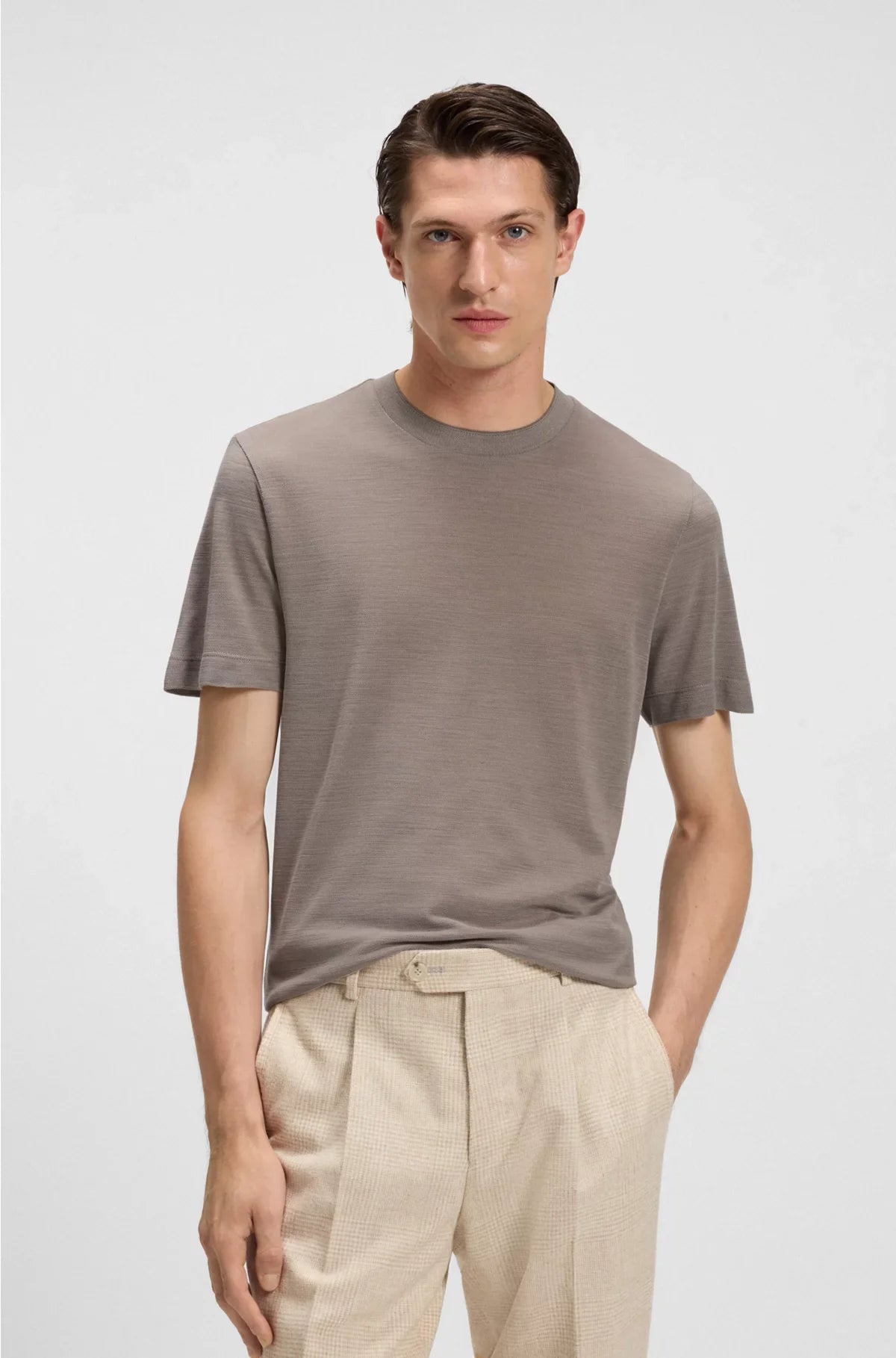 T-SHIRT REGULAR FIT IN SETA E LANA