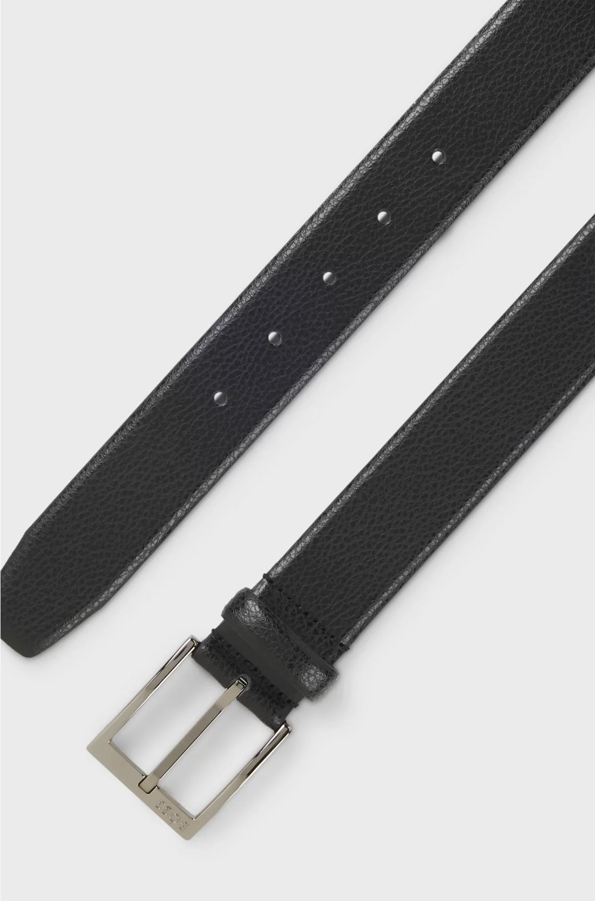 GRAINED ITALIAN-LEATHER BELT WITH POLISHED PIN BUCKLE