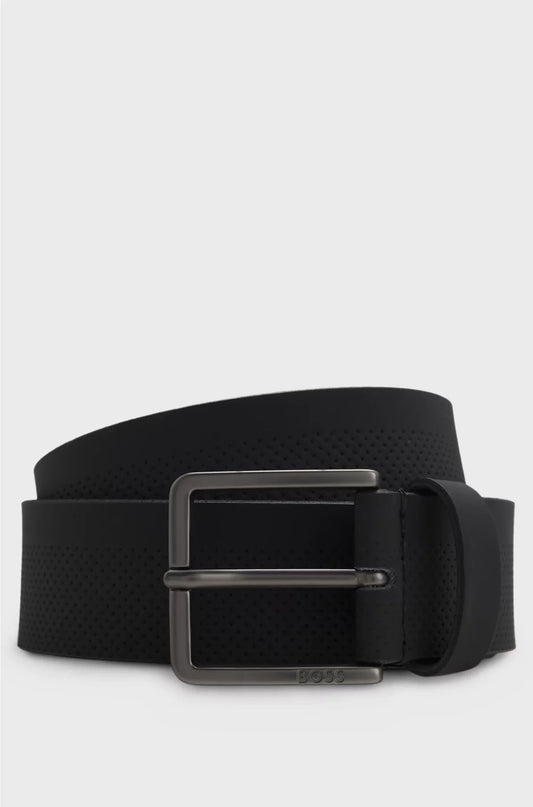 ITALIAN-LEATHER BELT WITH PERFORATED PATTERN