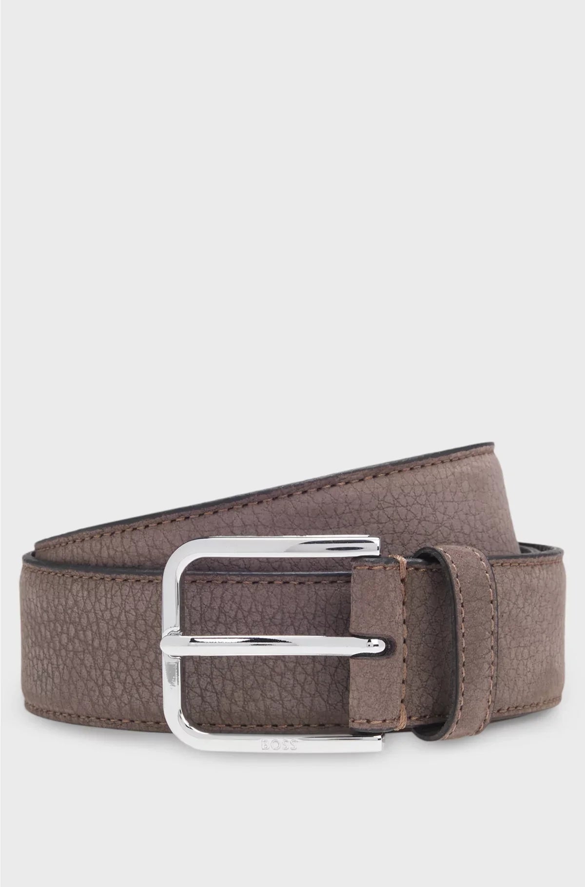 ITALIAN-NUBUCK BELT WITH POLISHED PIN BUCKLE