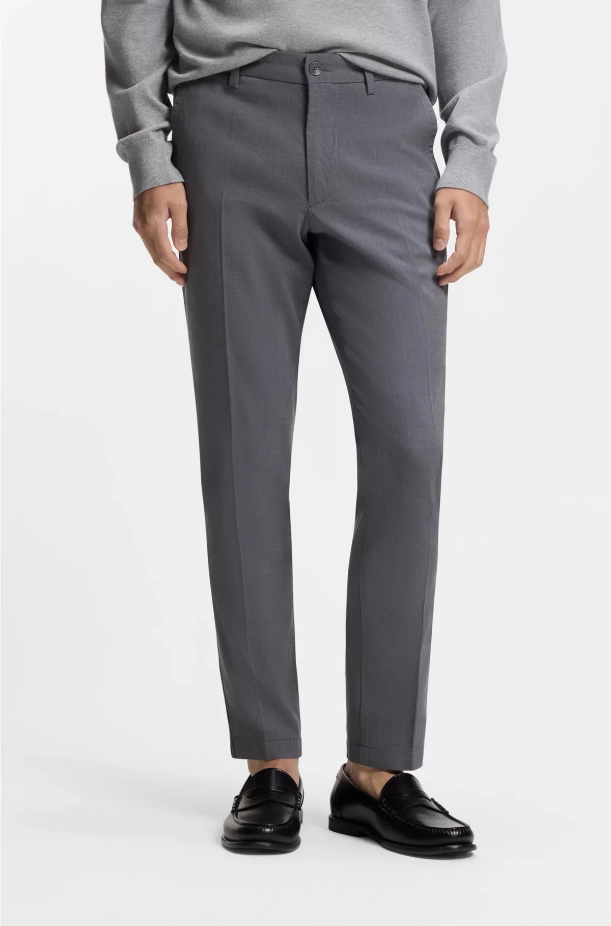 SLIM-FIT TROUSERS IN STRETCH-COTTON DOBBY