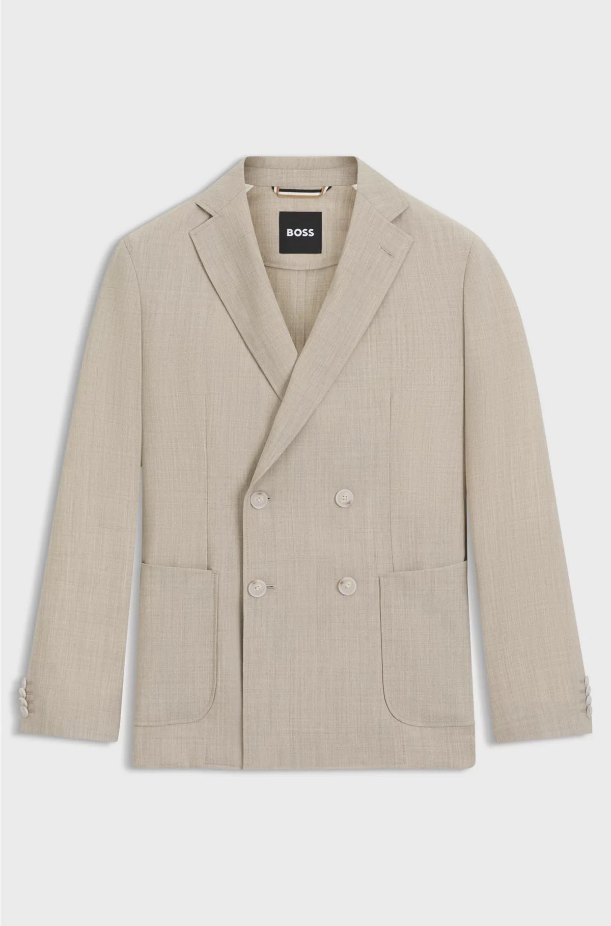DOUBLE-BREASTED BLAZER INMICRO-PATTERNED VIRGIN WOOL