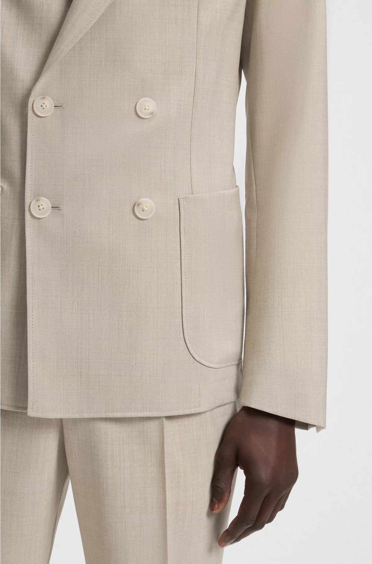 DOUBLE-BREASTED BLAZER INMICRO-PATTERNED VIRGIN WOOL