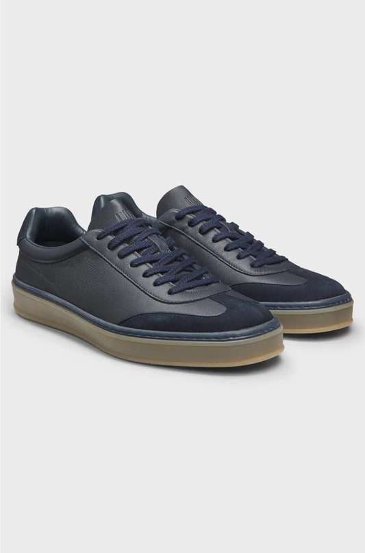 SNEAKERS IN PELLE GRANA CON PROFILI SCAMOSCIATI