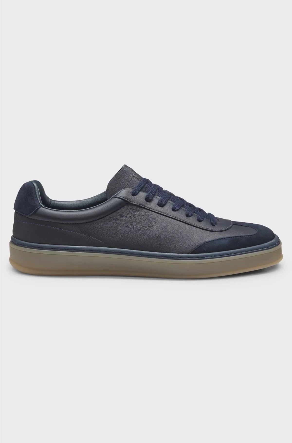 GRAINED-LEATHER TRAINERS WITH SUEDE TRIMS