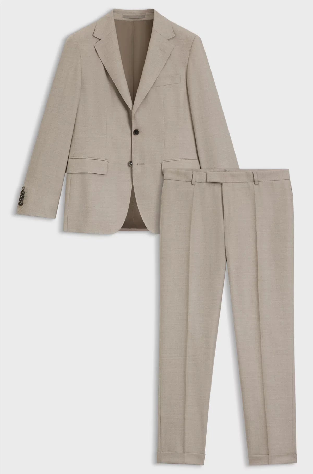 TWO-PIECE REGULAR-FIT SUIT IN HERRINGBONE VIRGIN WOOL