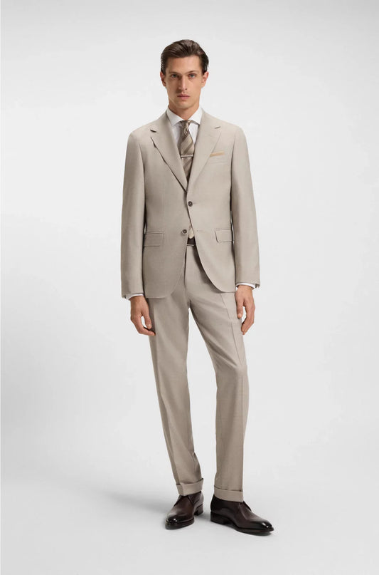TWO-PIECE REGULAR-FIT SUIT IN HERRINGBONE VIRGIN WOOL