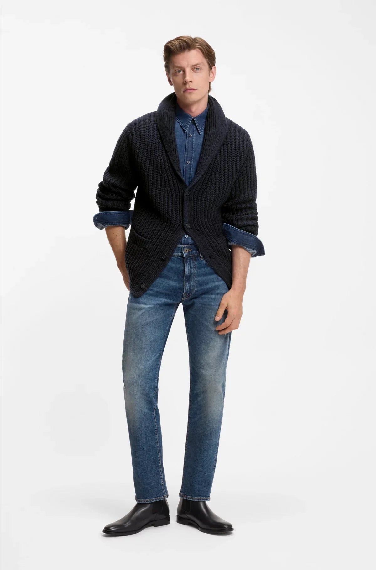 RELAXED-FIT CARDIGAN IN WOOL AND CASHMERE