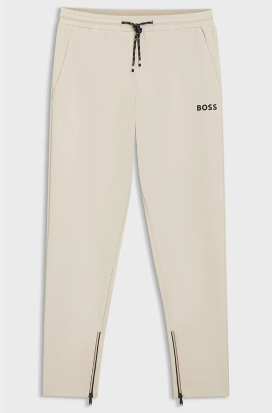 STRETCH-GABARDINE TRACKSUIT BOTTOMS WITH ZIPPED HEMS