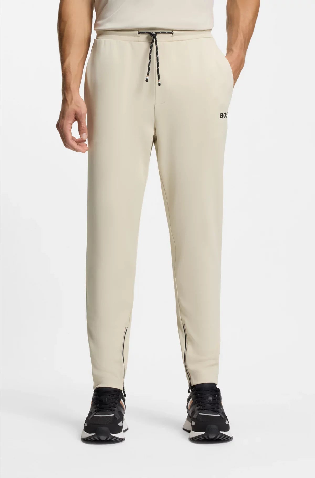STRETCH-GABARDINE TRACKSUIT BOTTOMS WITH ZIPPED HEMS