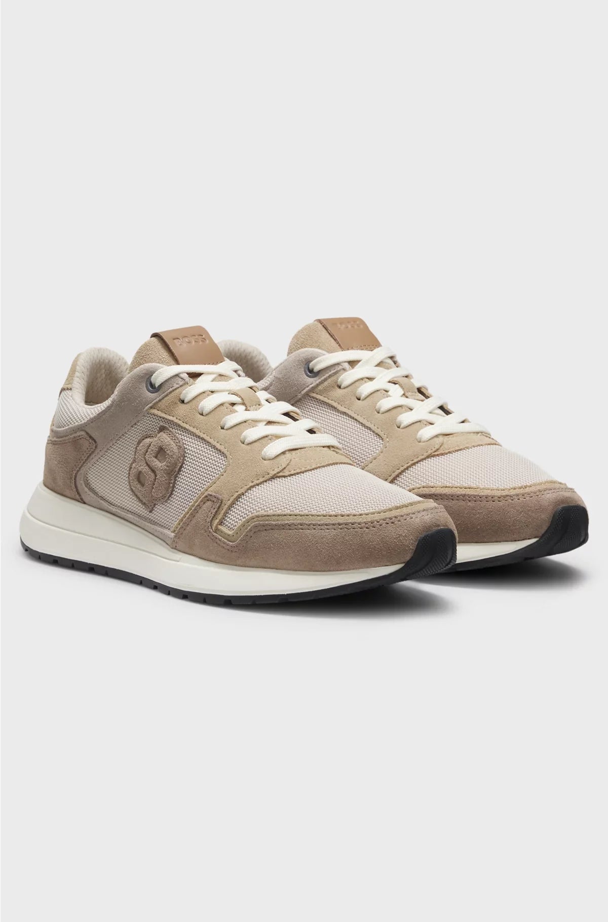 SNEAKERS IN CAMOSCIO CON DOPPIO MONOGRAMMA A B