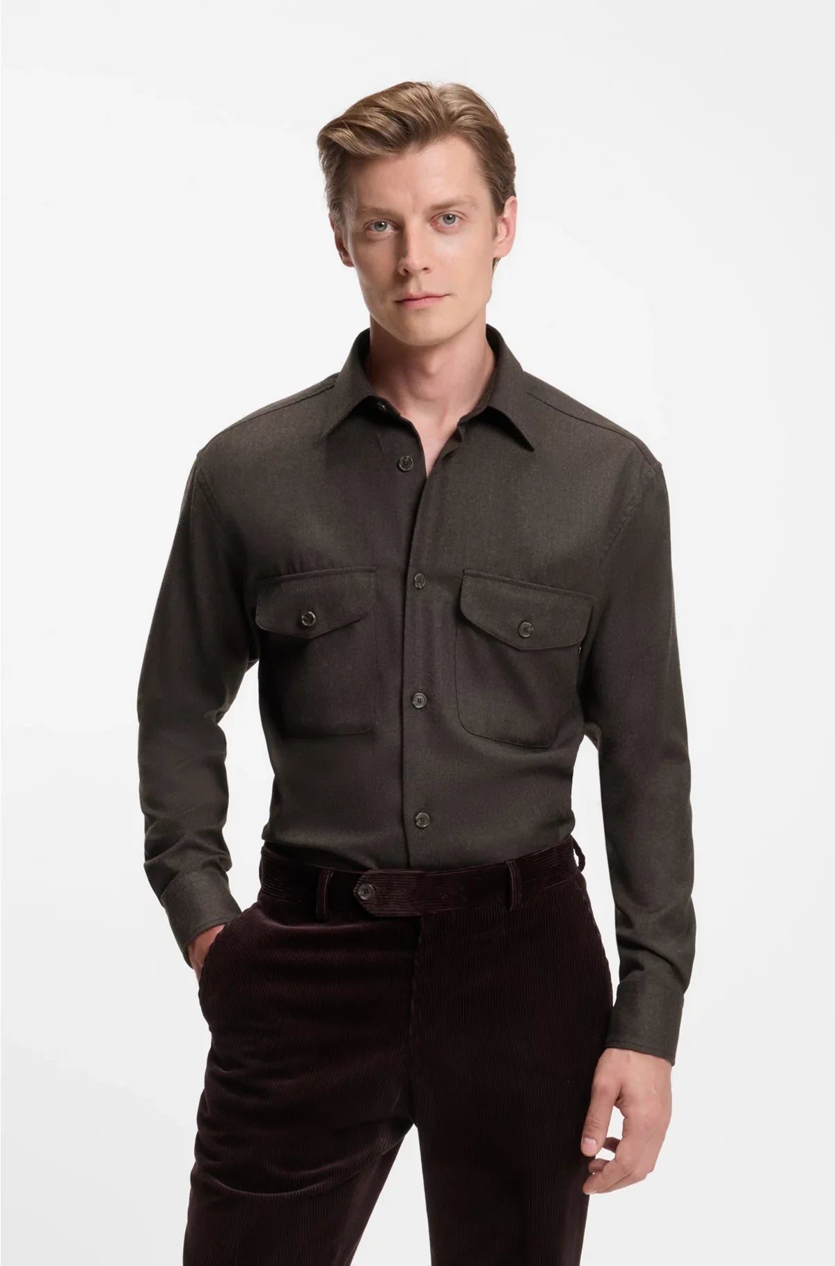 RELAXED-FIT SHIRT IN VIRGIN WOOL