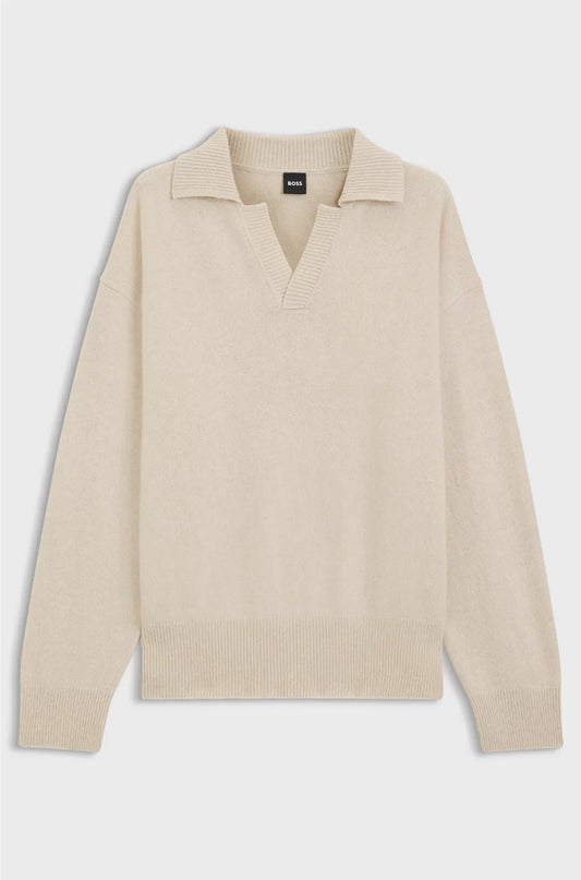 VIRGIN-WOOL SWEATER WITH JOHNNY COLLAR