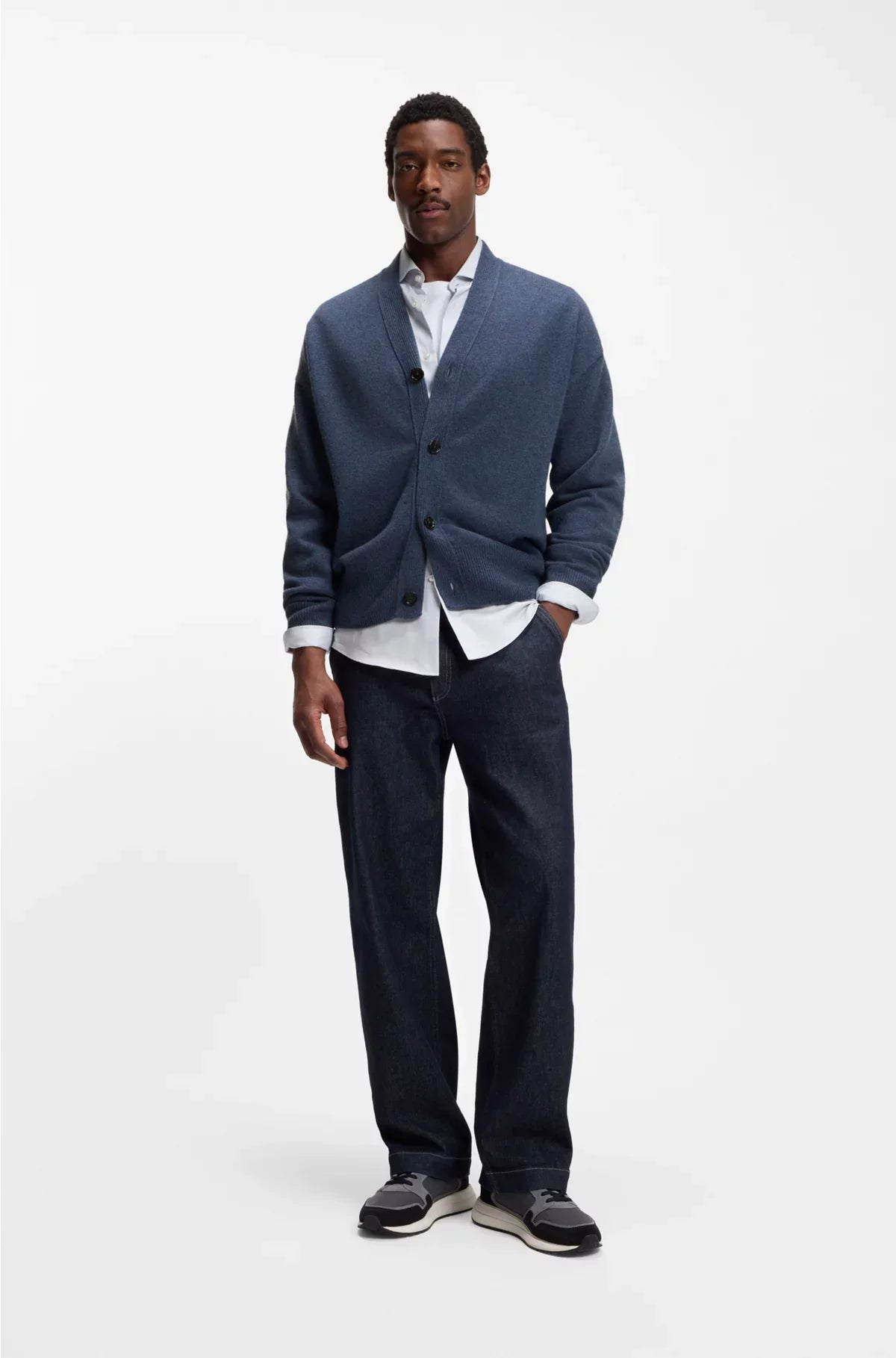 RELAXED-FIT CARDIGAN IN VIRGIN WOOL