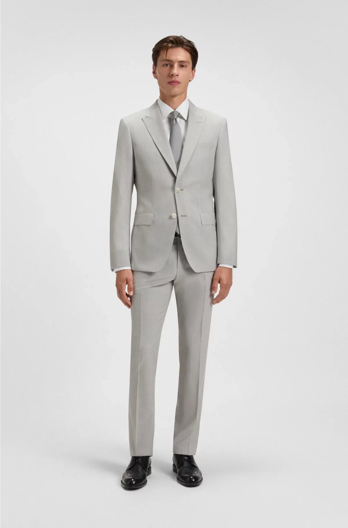 TWO-PIECE SLIM-FIT SUIT IN PATTERNED VIRGIN WOOL