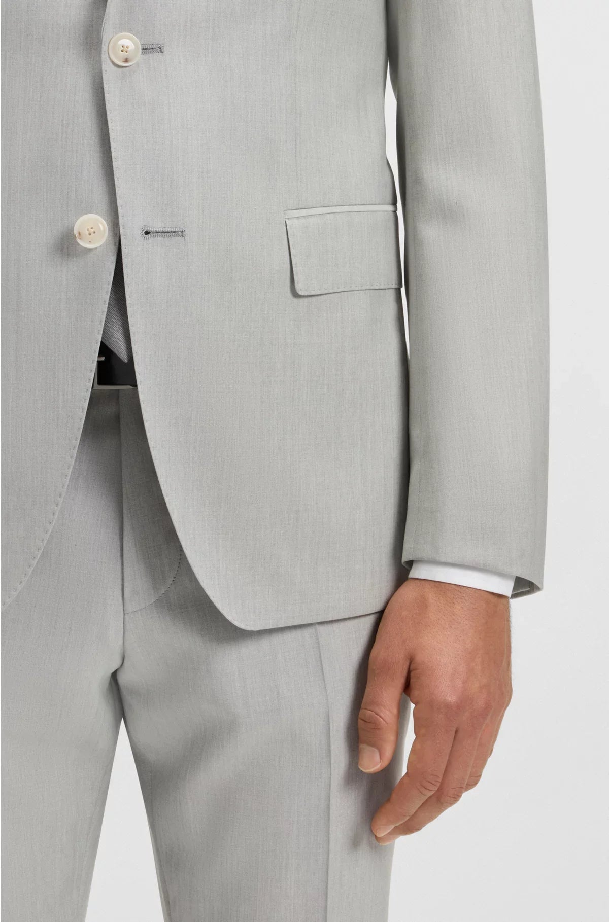 TWO-PIECE SLIM-FIT SUIT IN PATTERNED VIRGIN WOOL