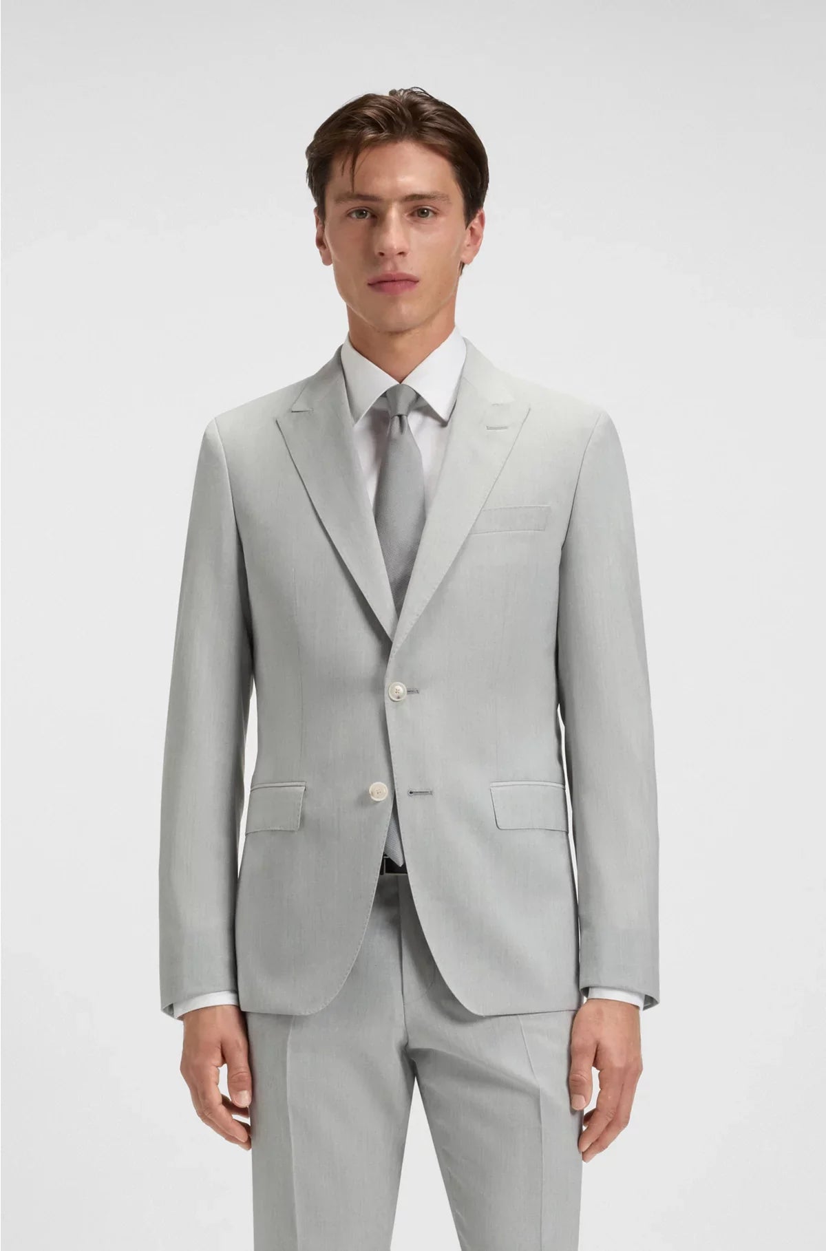 TWO-PIECE SLIM-FIT SUIT IN PATTERNED VIRGIN WOOL