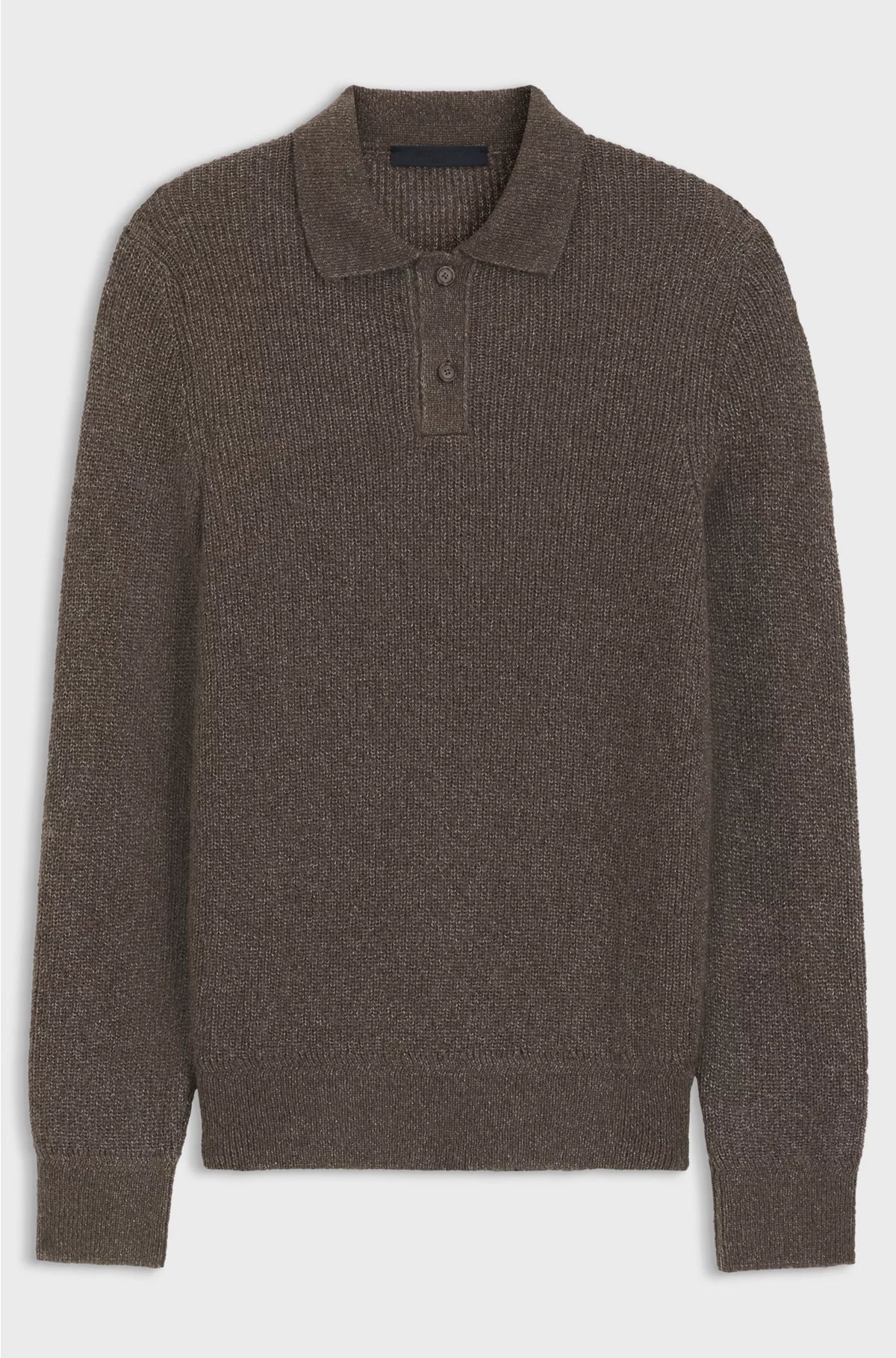 POLO-COLLAR SWEATER WITH MOULINE RIB