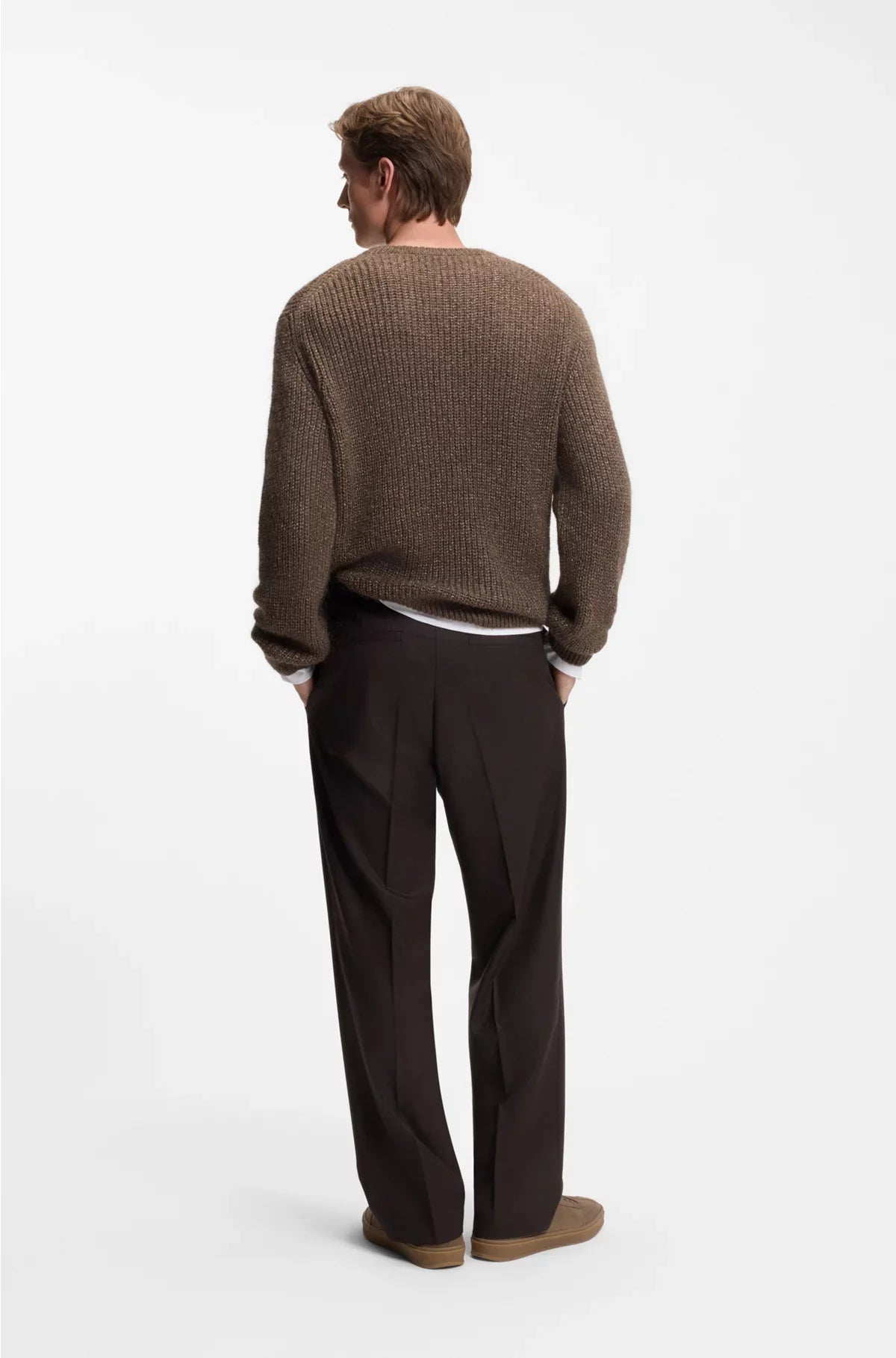 MAGLIONE IN MAGLIA CON COSTINE MELANGE