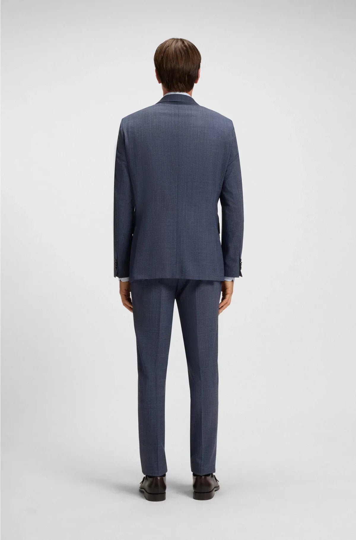 TWO-PIECE REGULAR-FIT SUIT IN PATTERNED STRETCH CLOTH