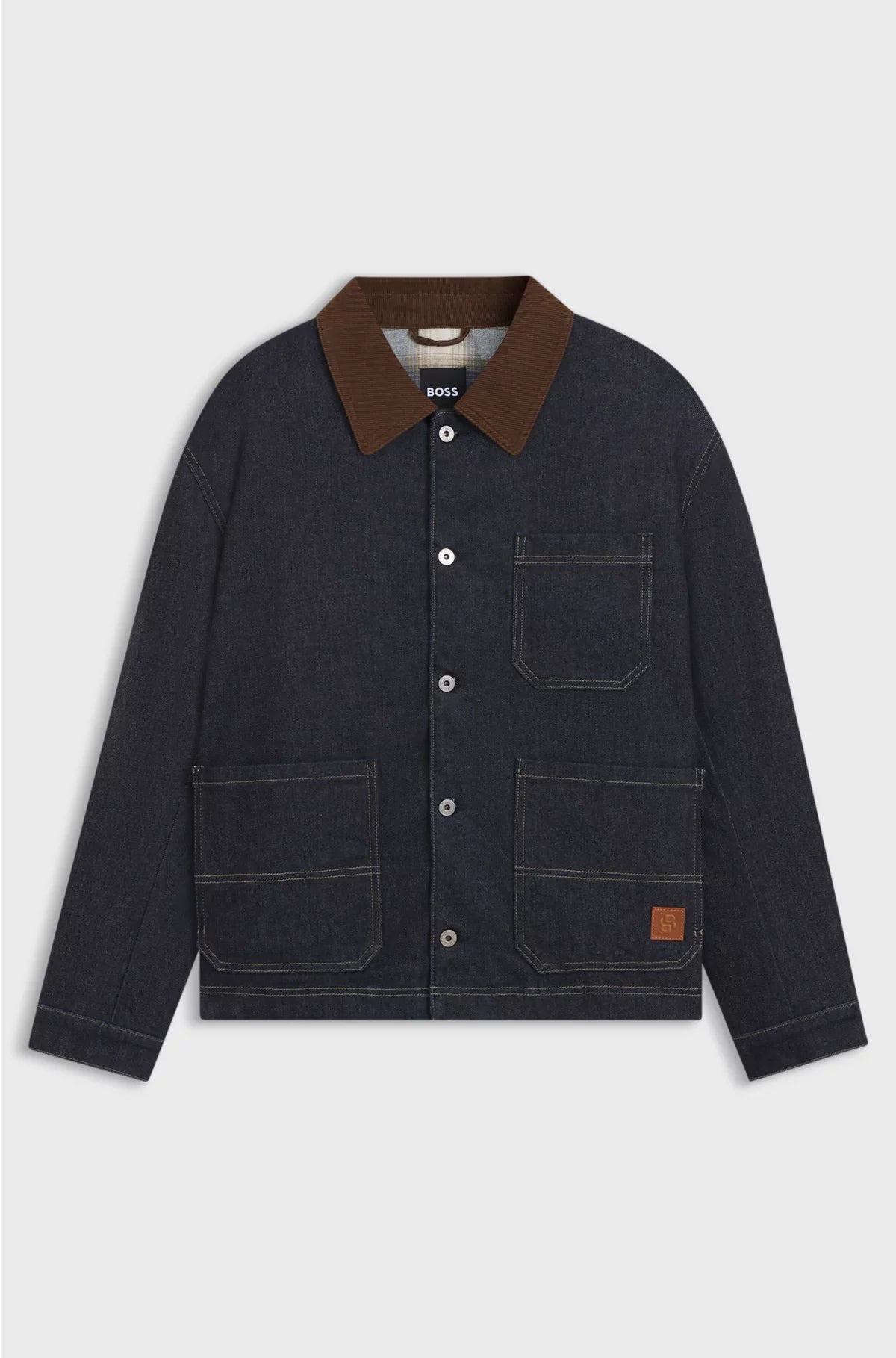 GIACCA IN JEANS INDACO CON COLLETTO A CONTRASTO