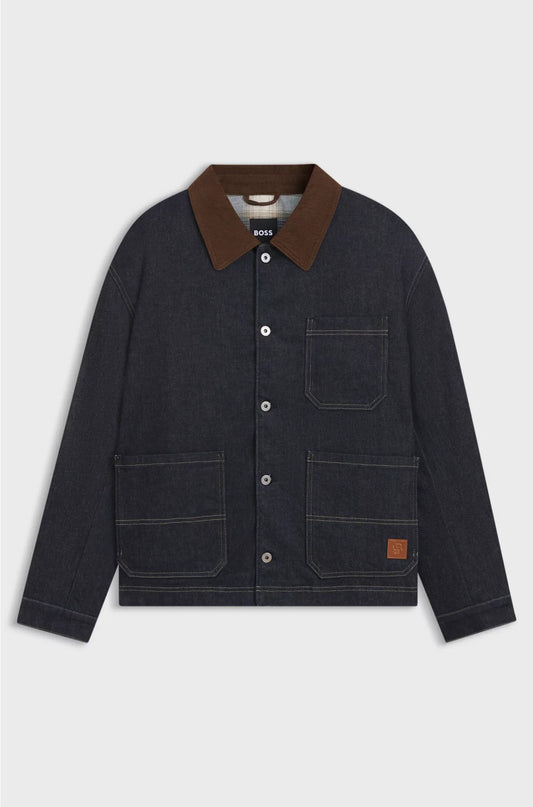 CONTRAST-COLLAR JACKET IN INDIGO DENIM