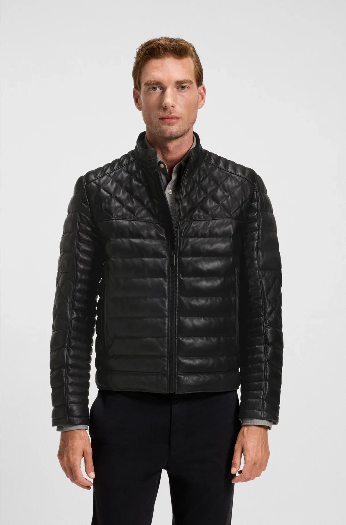 NAPPA-LEATHER JACKET WITH MIXED QUILTING