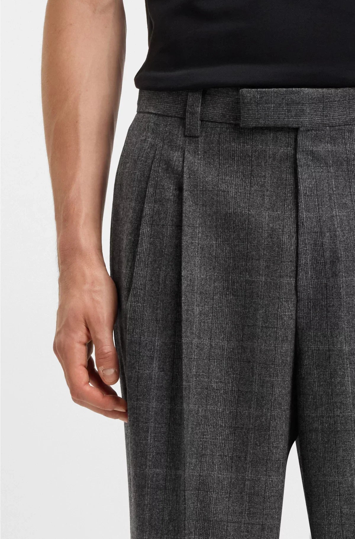 RELAXED-FIT TROUSERS IN CHECKED STRETCH WOOL