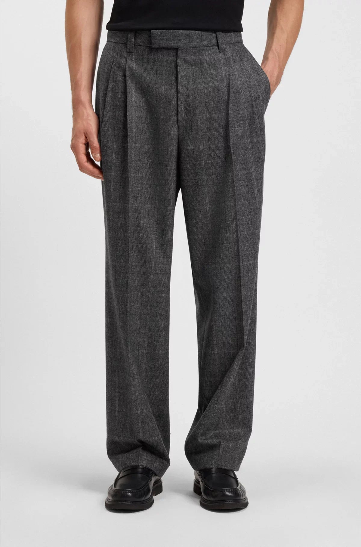 RELAXED-FIT TROUSERS IN CHECKED STRETCH WOOL
