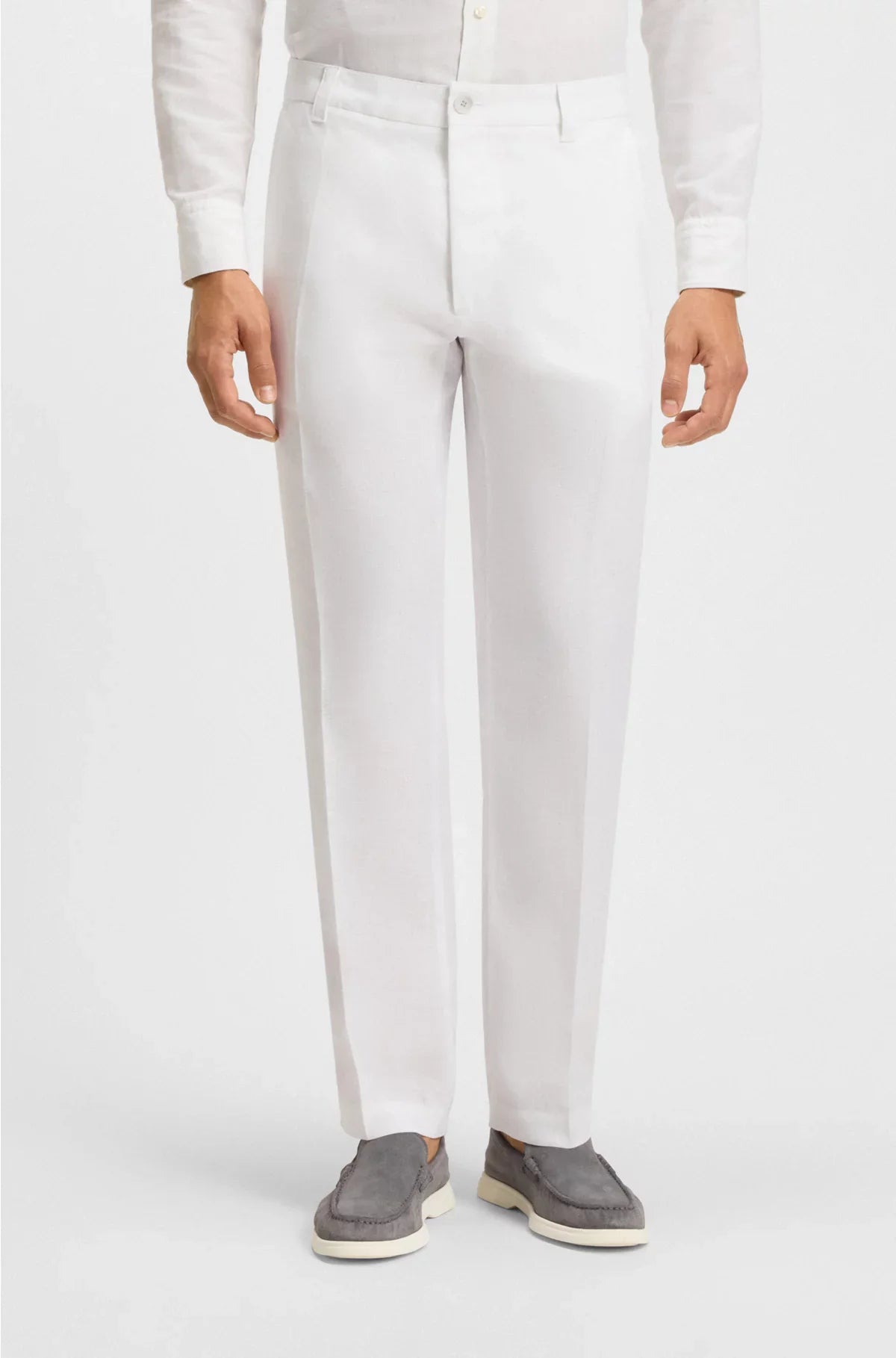 STRAIGHT-FIT TROUSERS IN LINEN