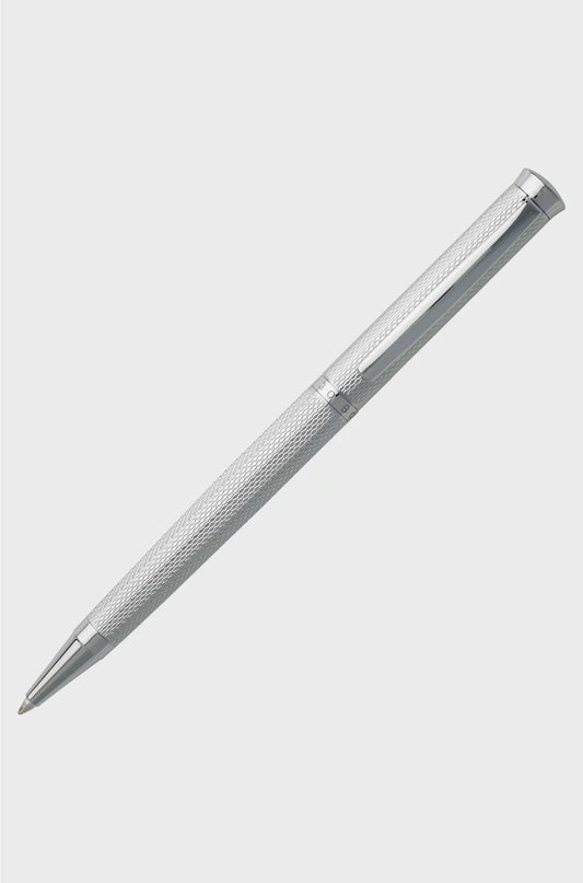 CHROME-PLATED BALLPOINT PEN WITH DIAMOND-CUT ENGRAVING