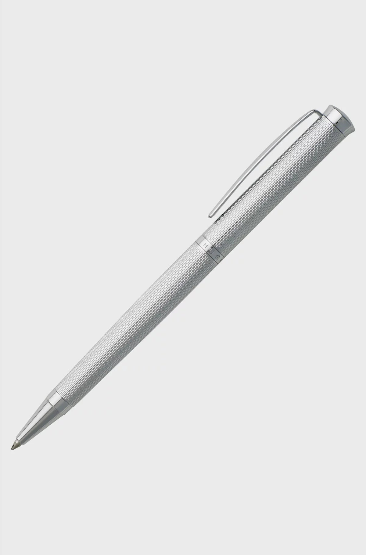 CHROME-PLATED BALLPOINT PEN WITH DIAMOND-CUT ENGRAVING