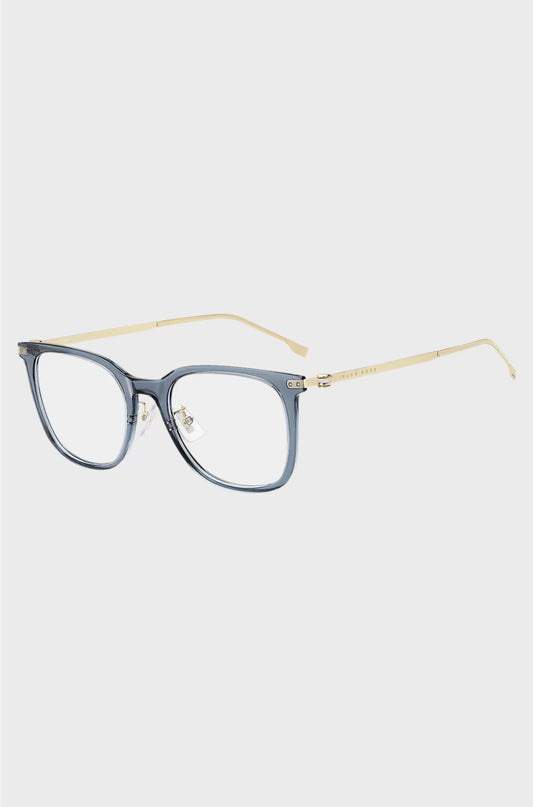 BLUE-ACETATE OPTICAL FRAMES WITH GOLD-TONE TEMPLES
